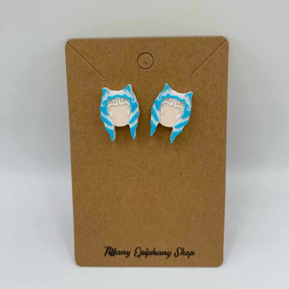 Star Wars Inspired Ashoka Stud Earrings NWT
